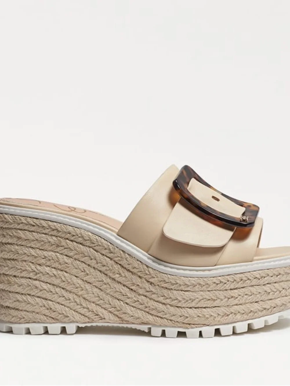 Sam Edelman LIVI wedge leather buckle sand flatform platforms sand ivory New 6